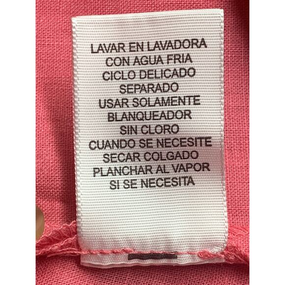 Liz Baker Blouse Size Large Shirt Women Petite Pink 3/4 Sleeve Button Up Pocket - Picture 11 of 12